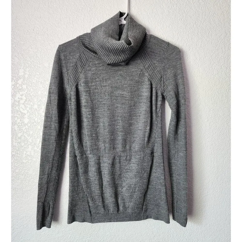 Lululemon Sweat And Savasana Sweater Heathered Medium Grey Merino Wool Cashfeel